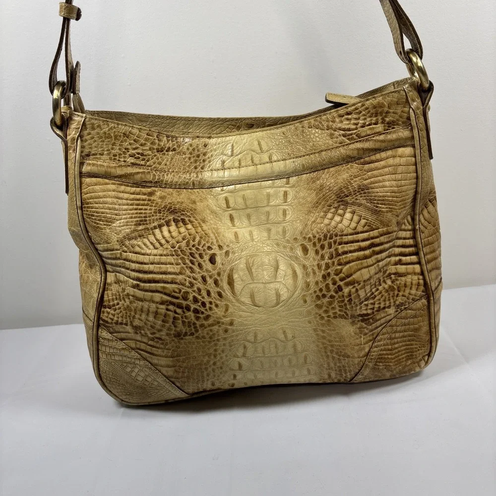 VTG Brahmin Sunburst Melbourne Croc Embossed Leather‎ Shoulder Hobo HandBag Y2K